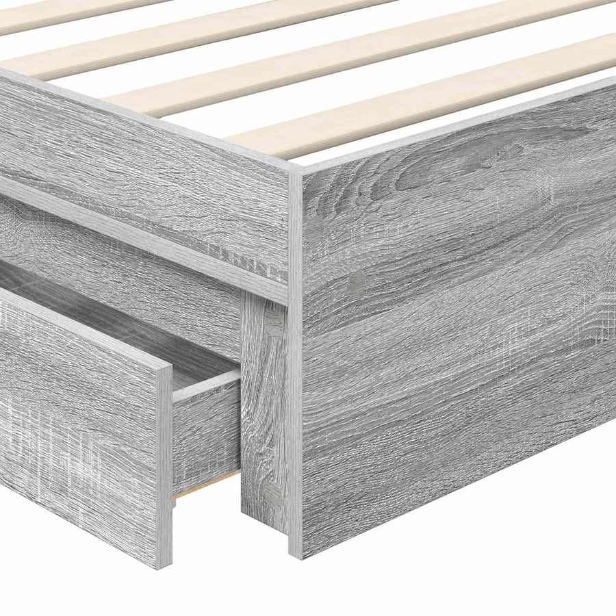 Opslag bed met hoofdeinde Grijs Sonoma 75 x 190 cm Bewerkt hout