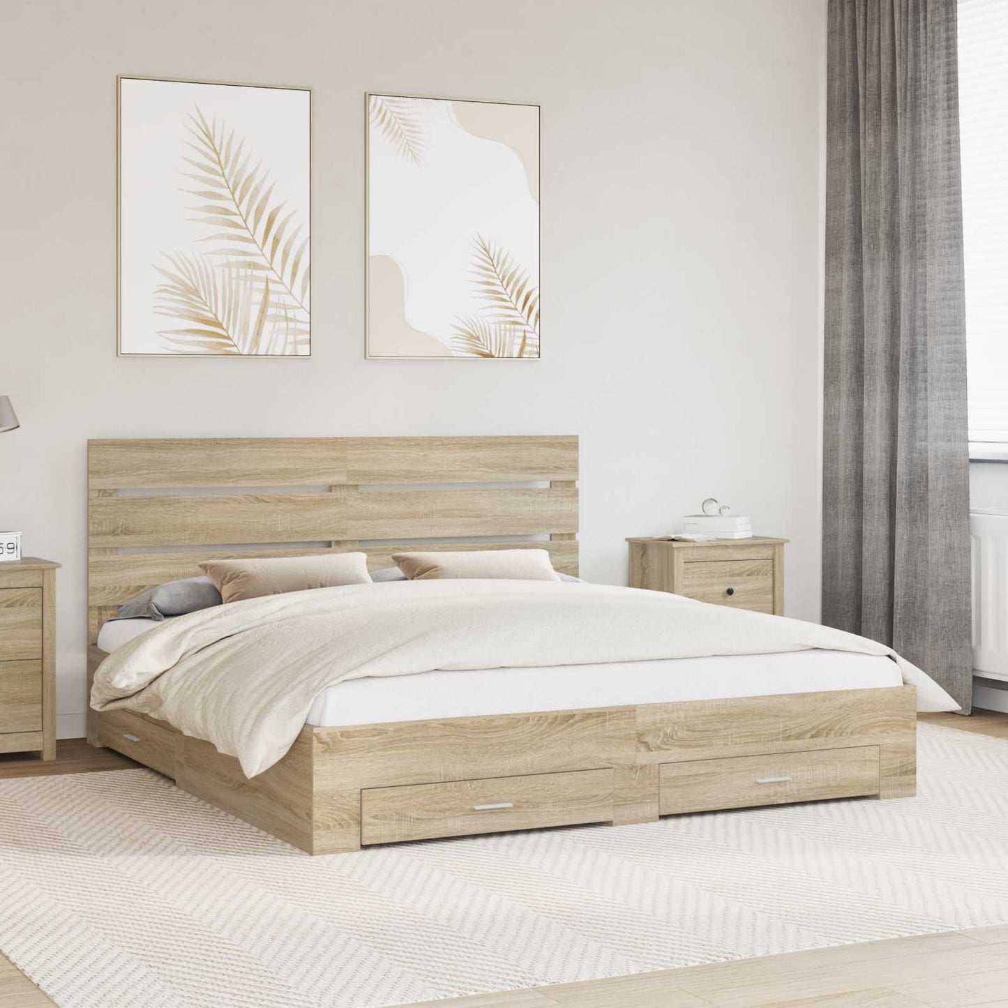 Bedframe met lade Sonoma Eiken 200 x 200 cm Bewerkt hout