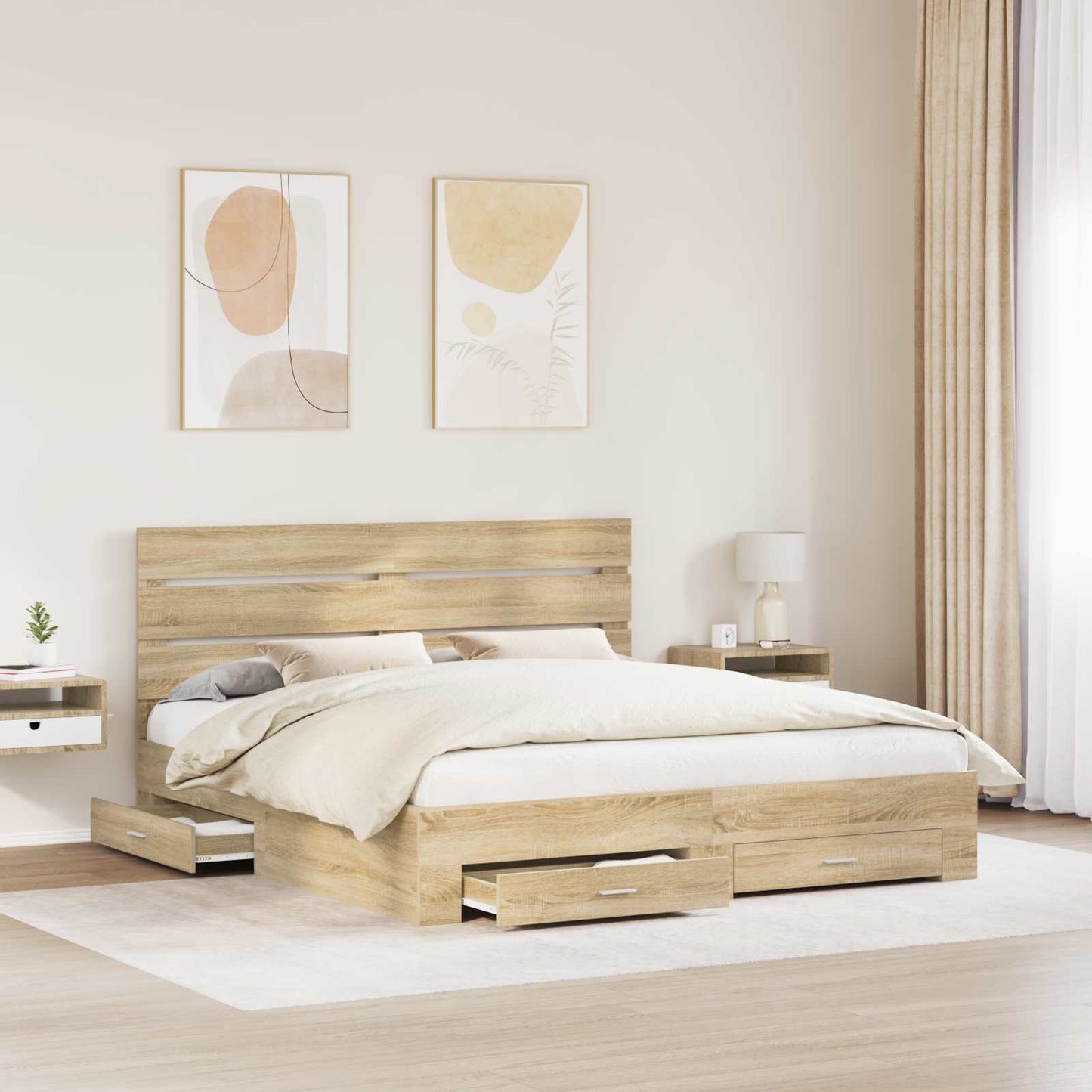 Bedframe met lade Sonoma Eiken 200 x 200 cm Bewerkt hout