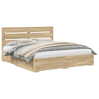Bedframe met lade Sonoma Eiken 200 x 200 cm Bewerkt hout