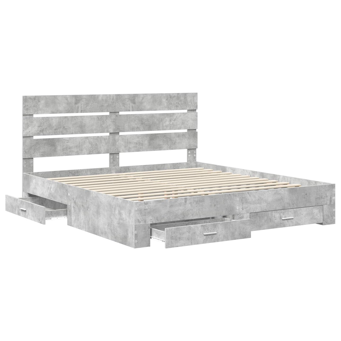 Bedframe met lade Beton Grijs 200 x 200 cm Bewerkt hout