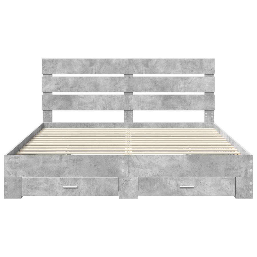 Bedframe met lade Beton Grijs 200 x 200 cm Bewerkt hout