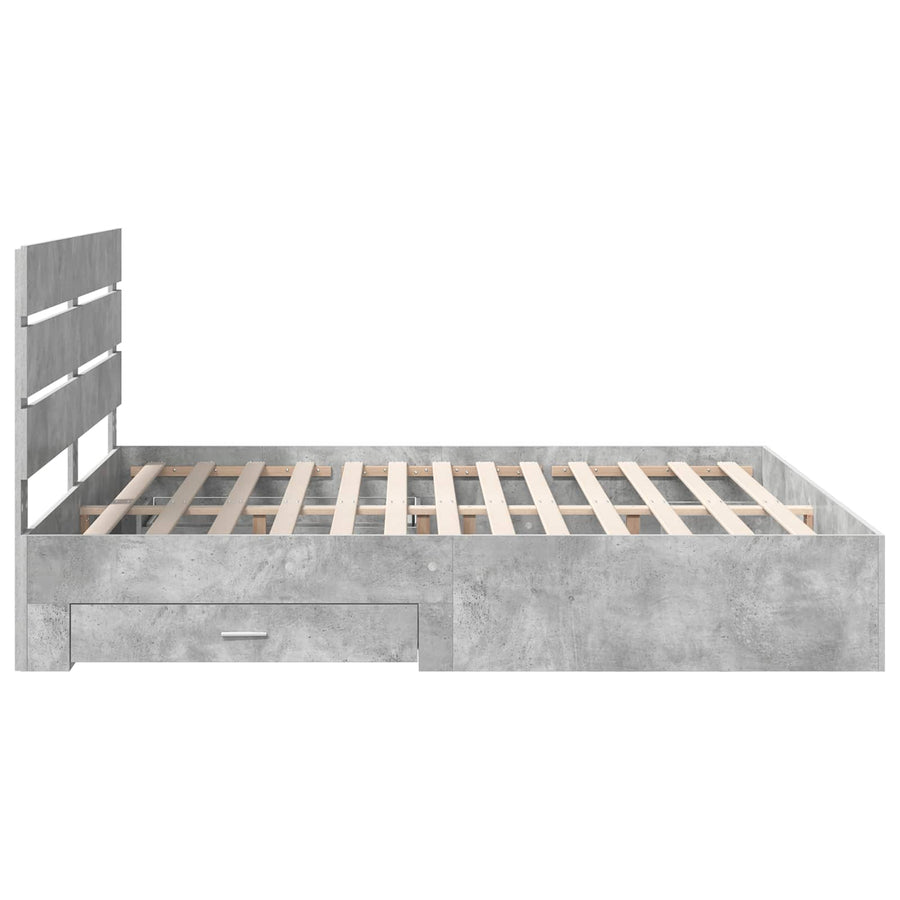 Bedframe met lade Beton Grijs 200 x 200 cm Bewerkt hout