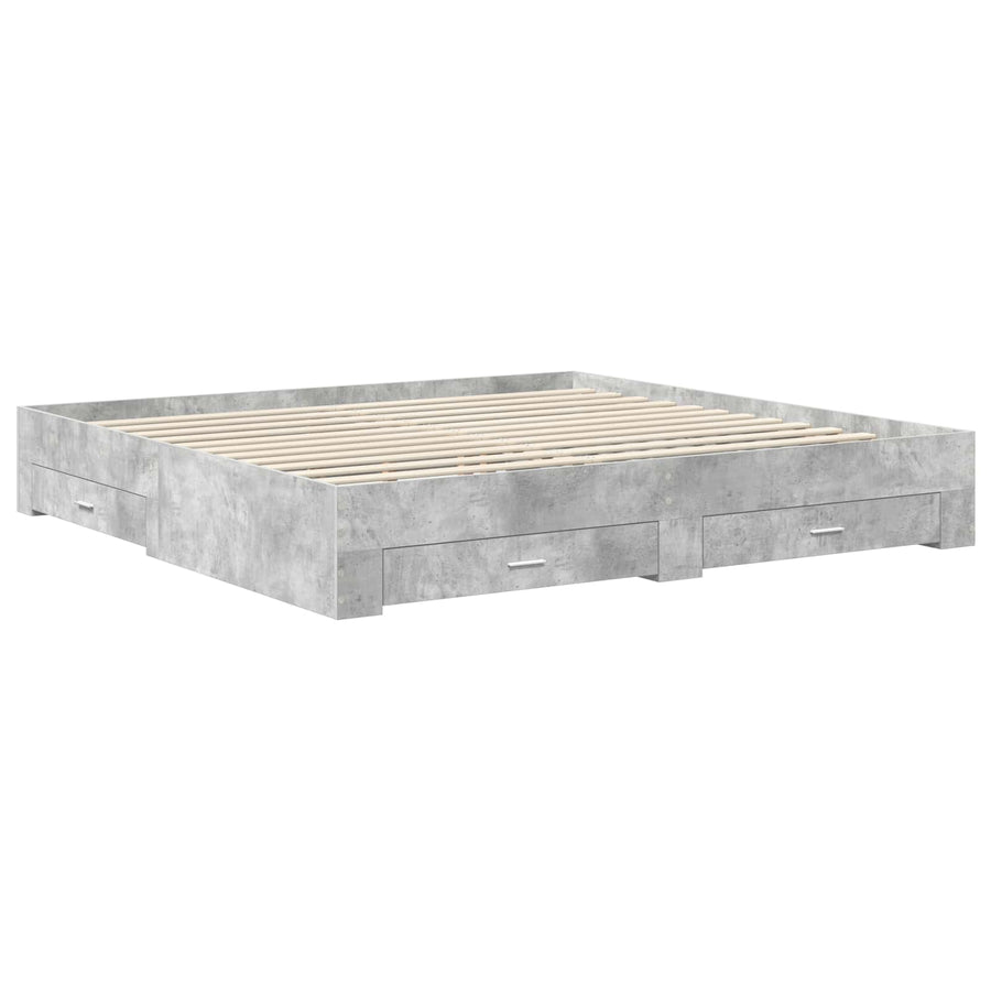 Bedframe met lade Gerookt eiken 200 x 200 cm Bewerkt hout