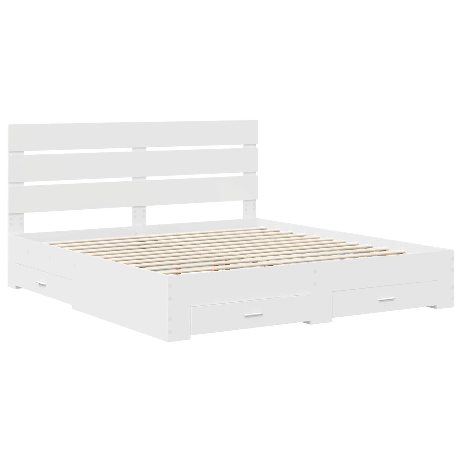 Bedframe met lade met hoofdeinde Wit 180 x 200 cm Bewerkt hout