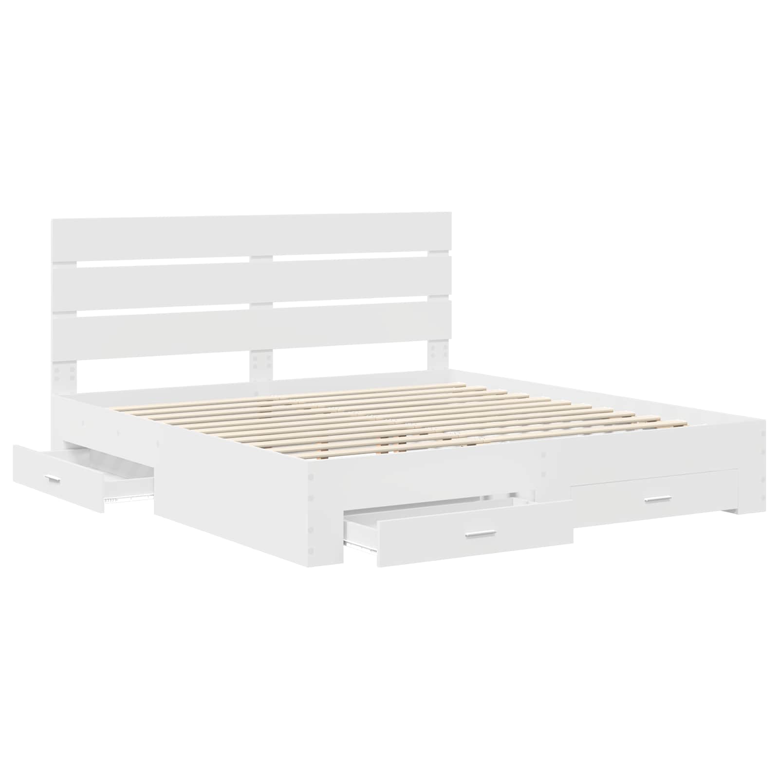 Bedframe met lade met hoofdeinde Wit 180 x 200 cm Bewerkt hout