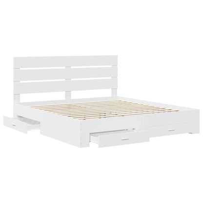 Bedframe met lade met hoofdeinde Wit 180 x 200 cm Bewerkt hout