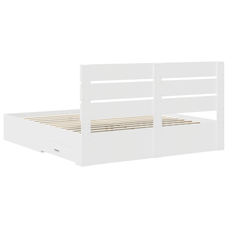 Bedframe met lade met hoofdeinde Wit 180 x 200 cm Bewerkt hout