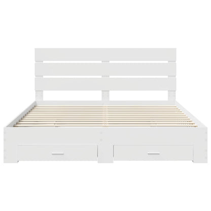 Bedframe met lade met hoofdeinde Wit 180 x 200 cm Bewerkt hout