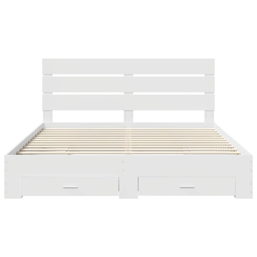 Bedframe met lade met hoofdeinde Wit 180 x 200 cm Bewerkt hout