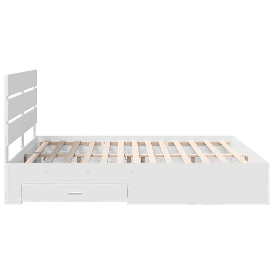 Bedframe met lade met hoofdeinde Wit 180 x 200 cm Bewerkt hout