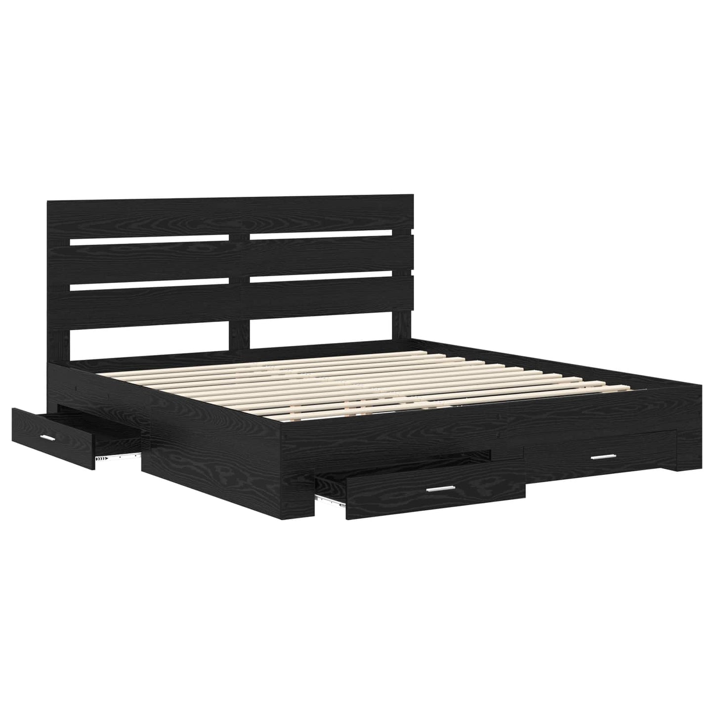 Bedframe met lade Zwart Eiken 180 x 200 cm Bewerkt hout