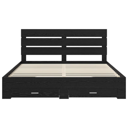 Bedframe met lade Zwart Eiken 180 x 200 cm Bewerkt hout