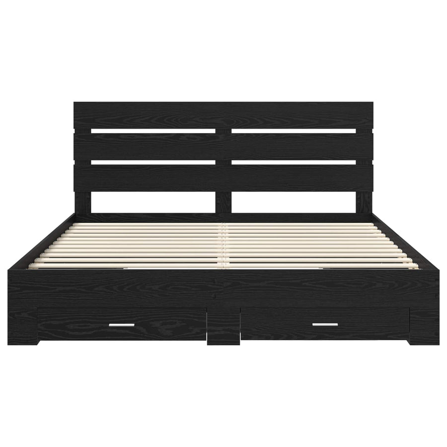 Bedframe met lade Zwart Eiken 180 x 200 cm Bewerkt hout