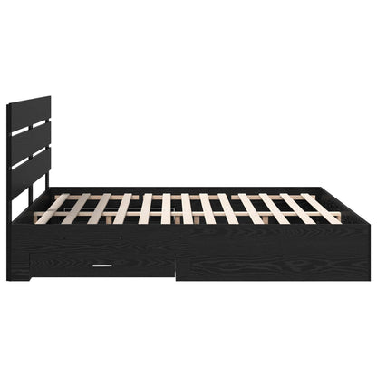 Bedframe met lade Zwart Eiken 180 x 200 cm Bewerkt hout