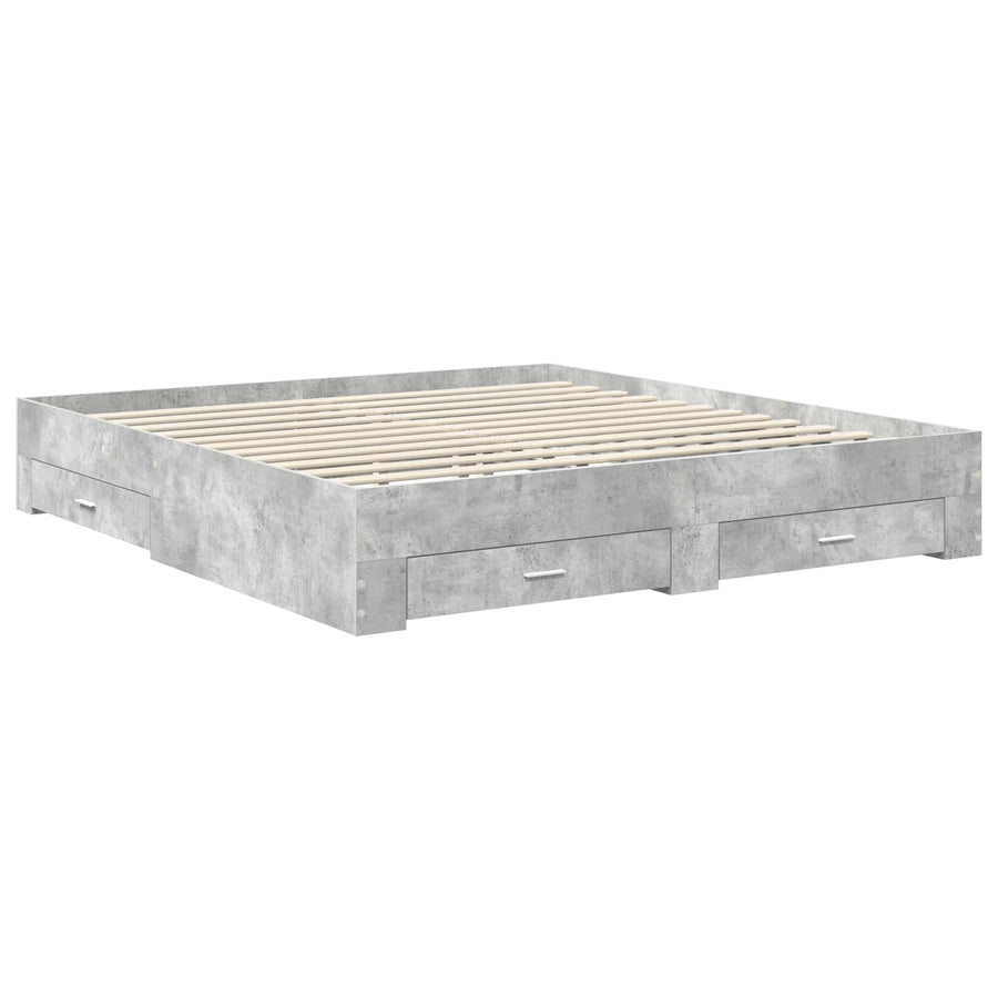 Bedframe met lade Beton Grijs 180 x 200 cm Bewerkt hout