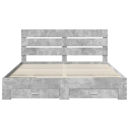 Bedframe met lade Beton Grijs 180 x 200 cm Bewerkt hout