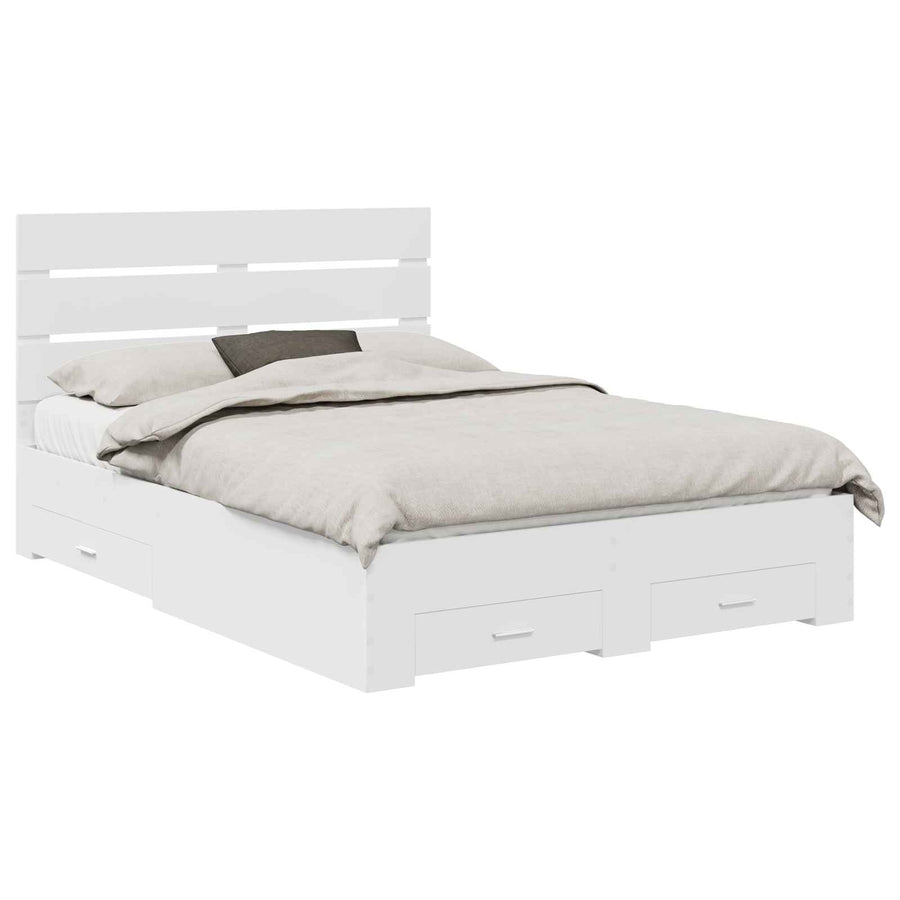 Bedframe met lade met hoofdeinde Wit 160 x 200 cm Bewerkt hout