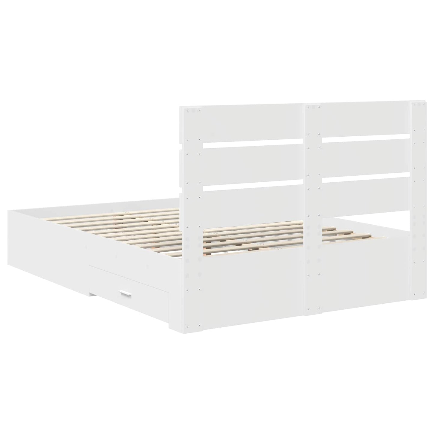 Bedframe met lade met hoofdeinde Wit 160 x 200 cm Bewerkt hout