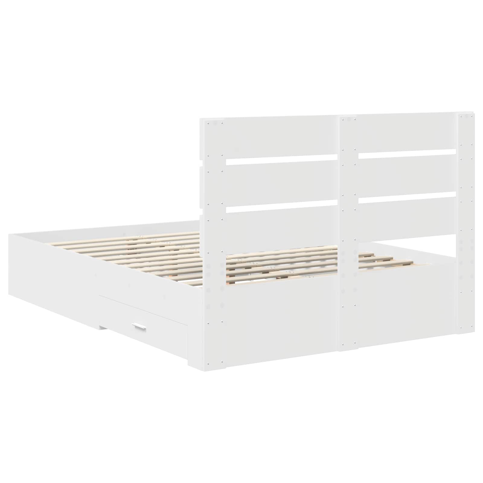 Bedframe met lade met hoofdeinde Wit 160 x 200 cm Bewerkt hout