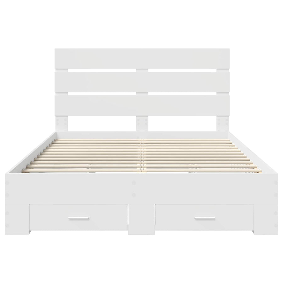 Bedframe met lade met hoofdeinde Wit 160 x 200 cm Bewerkt hout