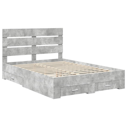 Bedframe met lade Beton Grijs 160 x 200 cm Bewerkt hout