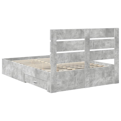 Bedframe met lade Beton Grijs 160 x 200 cm Bewerkt hout