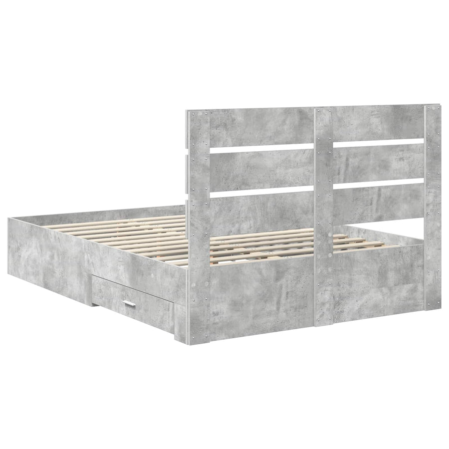 Bedframe met lade Beton Grijs 160 x 200 cm Bewerkt hout