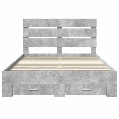 Bedframe met lade Beton Grijs 160 x 200 cm Bewerkt hout