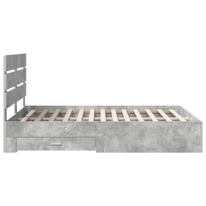 Bedframe met lade Beton Grijs 160 x 200 cm Bewerkt hout