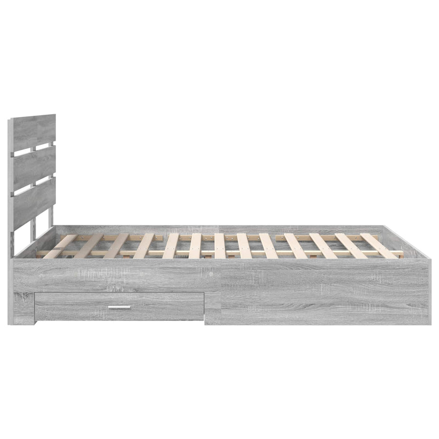 Bedframe met lade Grijs Sonoma 160 x 200 cm Bewerkt hout