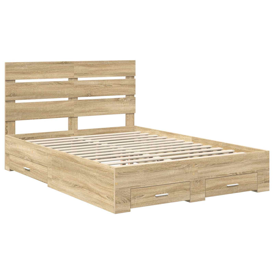 Bedframe met lade Sonoma Eiken 150 x 200 cm Bewerkt hout
