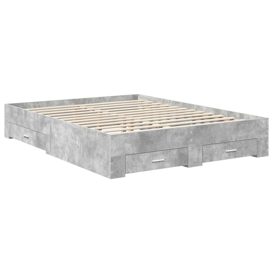 Bedframe met lade Beton Grijs 150 x 200 cm Bewerkt hout