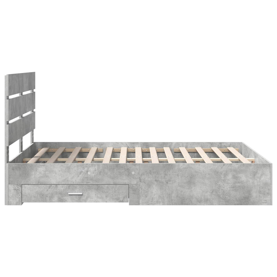 Bedframe met lade Beton Grijs 150 x 200 cm Bewerkt hout