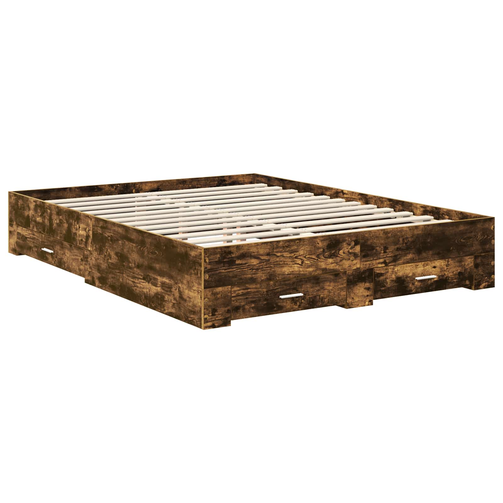 Bedframe met lade Gerookt eiken 150 x 200 cm Bewerkt hout