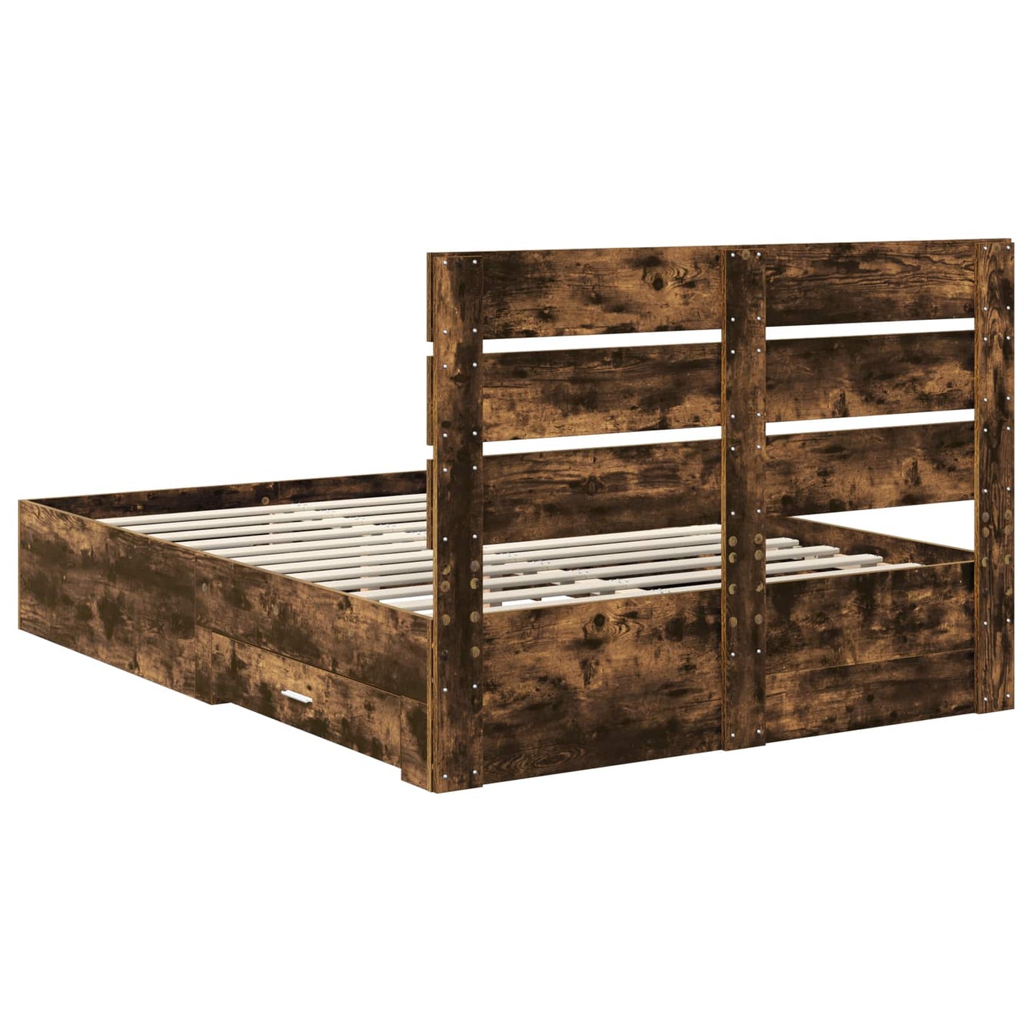 Bedframe met lade Gerookt eiken 150 x 200 cm Bewerkt hout
