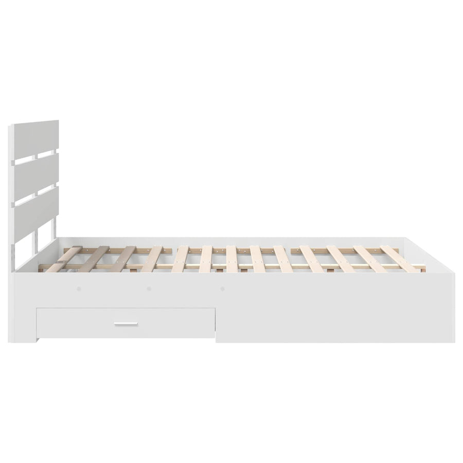 Bedframe met lade met hoofdeinde Wit 140 x 200 cm Bewerkt hout