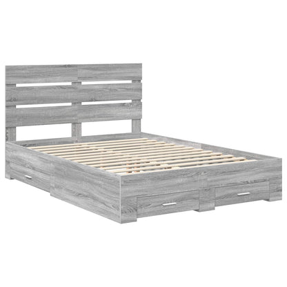 Bedframe met lade Grijs Sonoma 140 x 200 cm Bewerkt hout