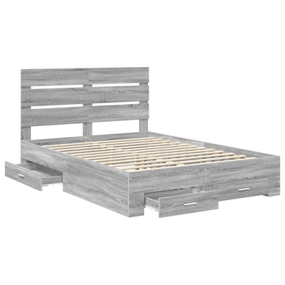 Bedframe met lade Grijs Sonoma 140 x 200 cm Bewerkt hout