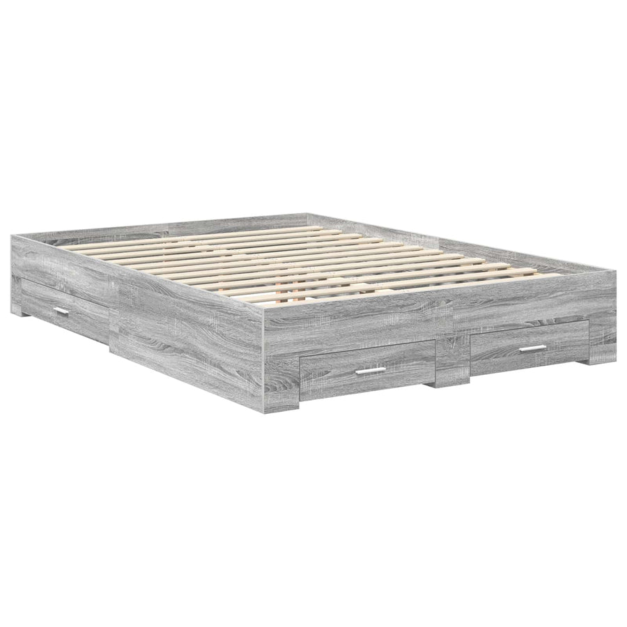 Bedframe met lade Grijs Sonoma 140 x 200 cm Bewerkt hout