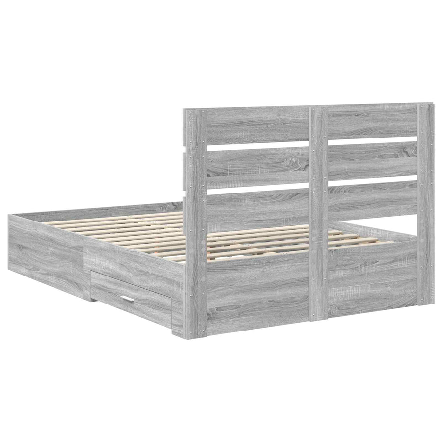 Bedframe met lade Grijs Sonoma 140 x 200 cm Bewerkt hout
