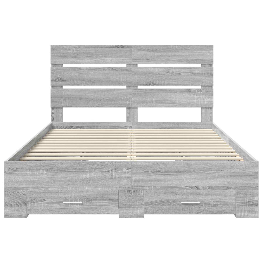 Bedframe met lade Grijs Sonoma 140 x 200 cm Bewerkt hout