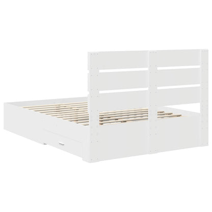 Bedframe met lade met hoofdeinde Wit 140 x 190 cm Bewerkt hout