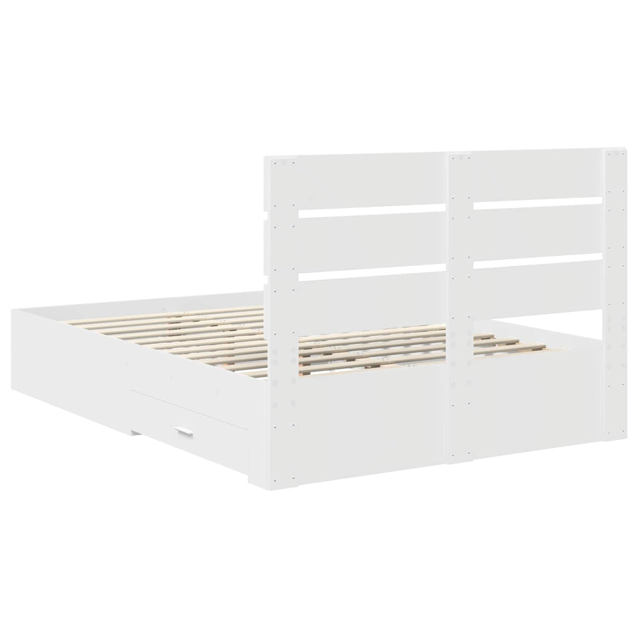 Bedframe met lade met hoofdeinde Wit 140 x 190 cm Bewerkt hout