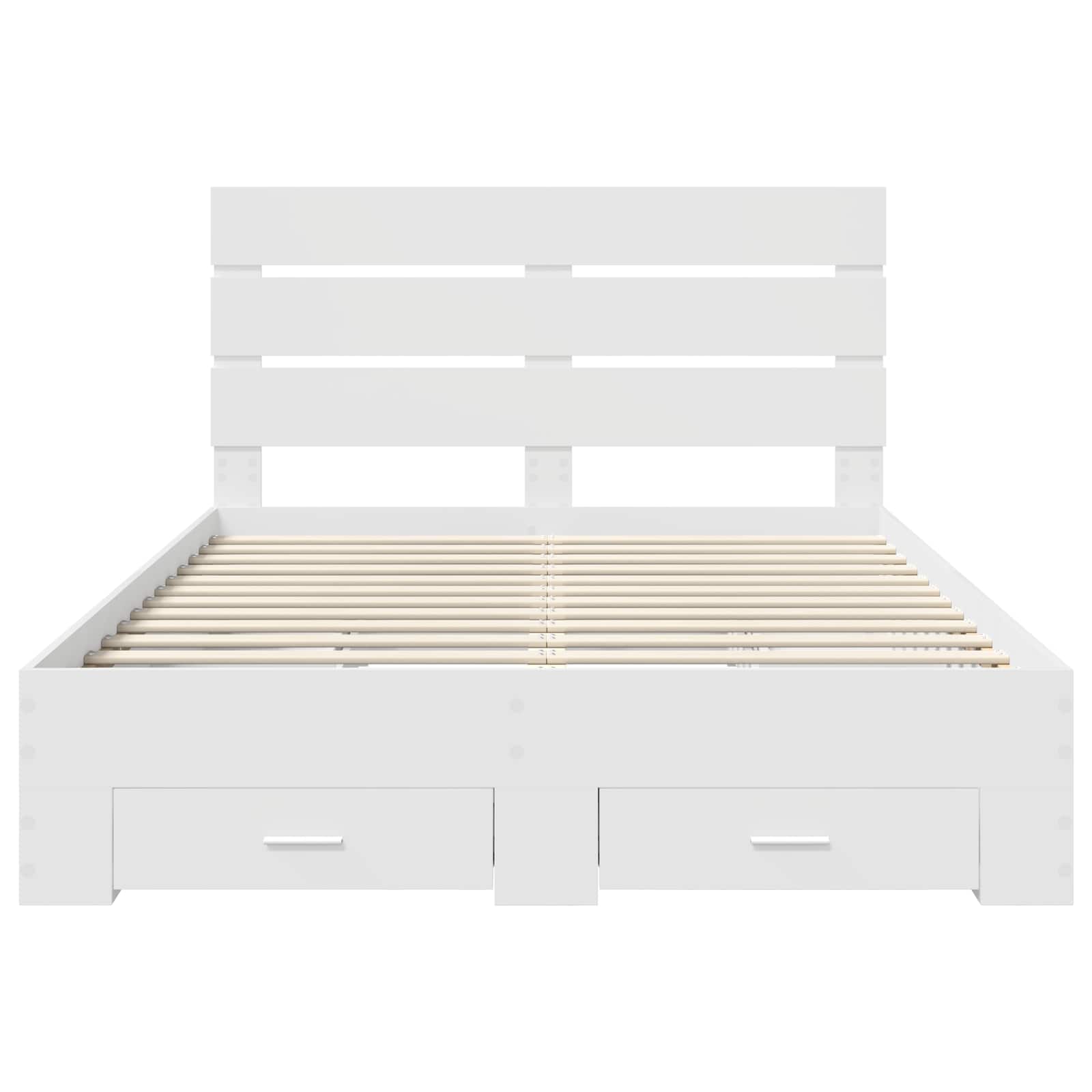 Bedframe met lade met hoofdeinde Wit 140 x 190 cm Bewerkt hout