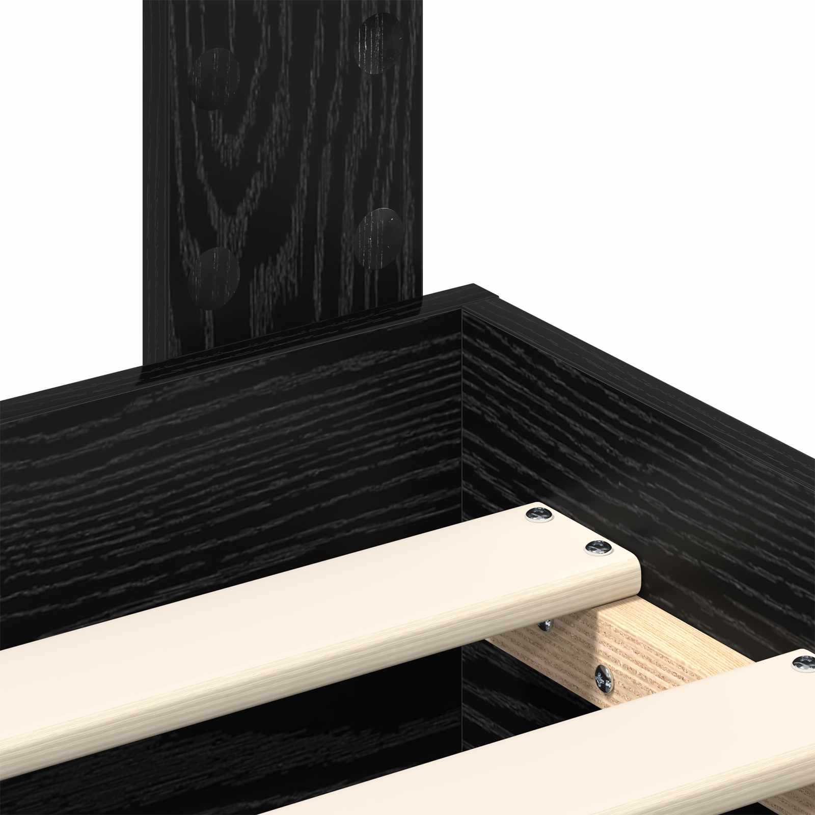 Bedframe Zwart Eiken Bewerkt hout