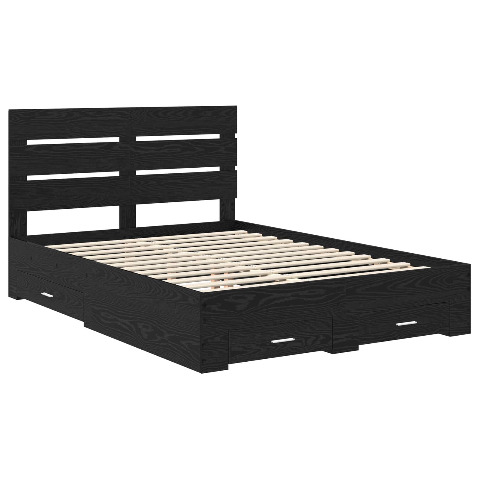 Bedframe Zwart Eiken Bewerkt hout