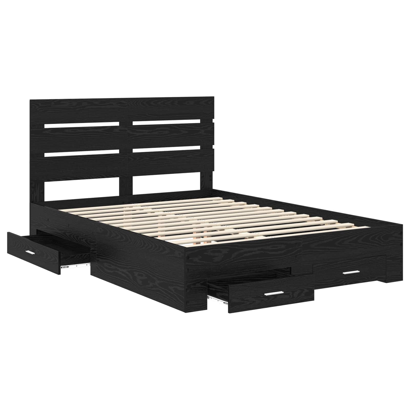 Bedframe Zwart Eiken Bewerkt hout