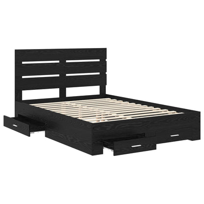 Bedframe Zwart Eiken Bewerkt hout