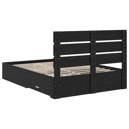 Bedframe Zwart Eiken Bewerkt hout